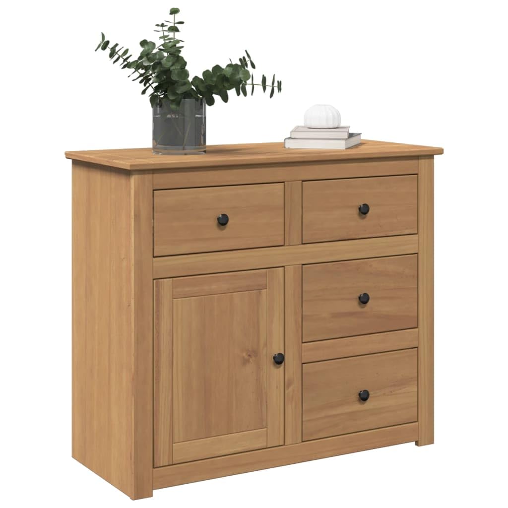 Credenza Panama Con Cassetti 112x40x80cm In Legno Massello Di Pino – Mobile Portaoggetti E Armadietto Marrone, 25 Kg