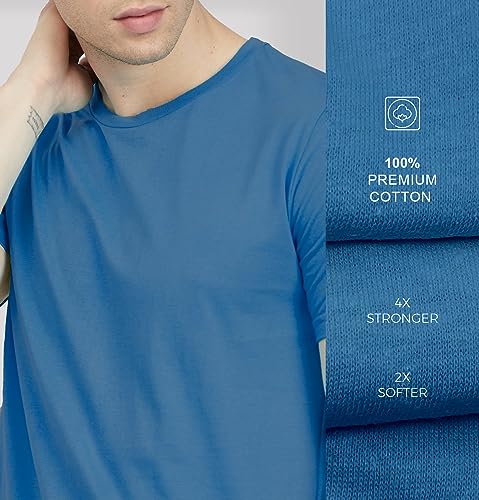 Image of Sleepynuts Round Neck Plain Cotton T-Shirt for Men Pack of 4