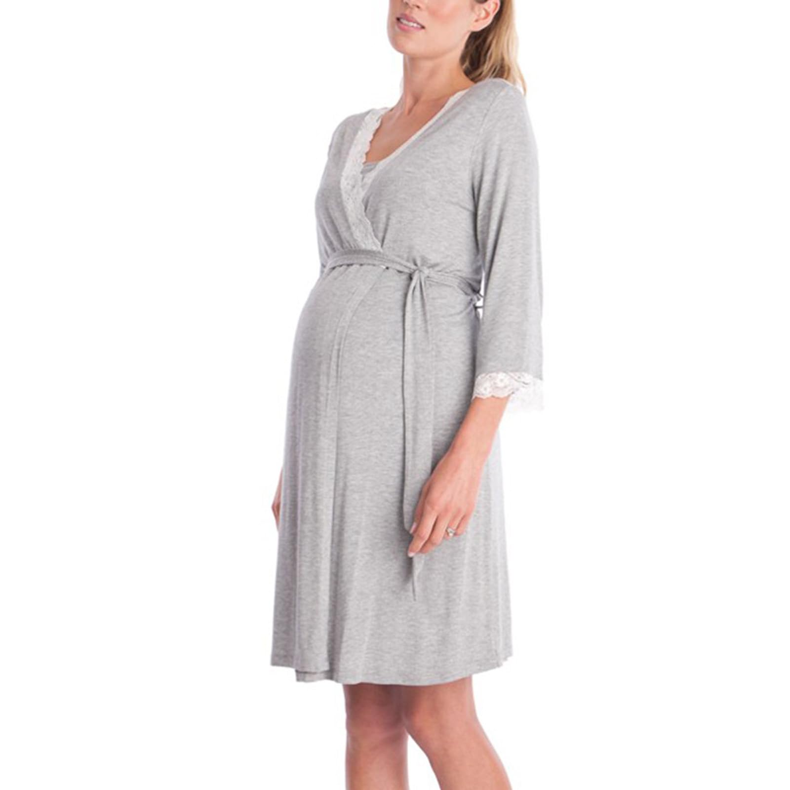 XAGMODSHN Bata de maternidad de algodón transpirable, ropa de embarazo, camisón de lactancia, ropa de dormir para mujeres embarazadas, ropa de dormir de algodón, bata de maternidad, camisón de