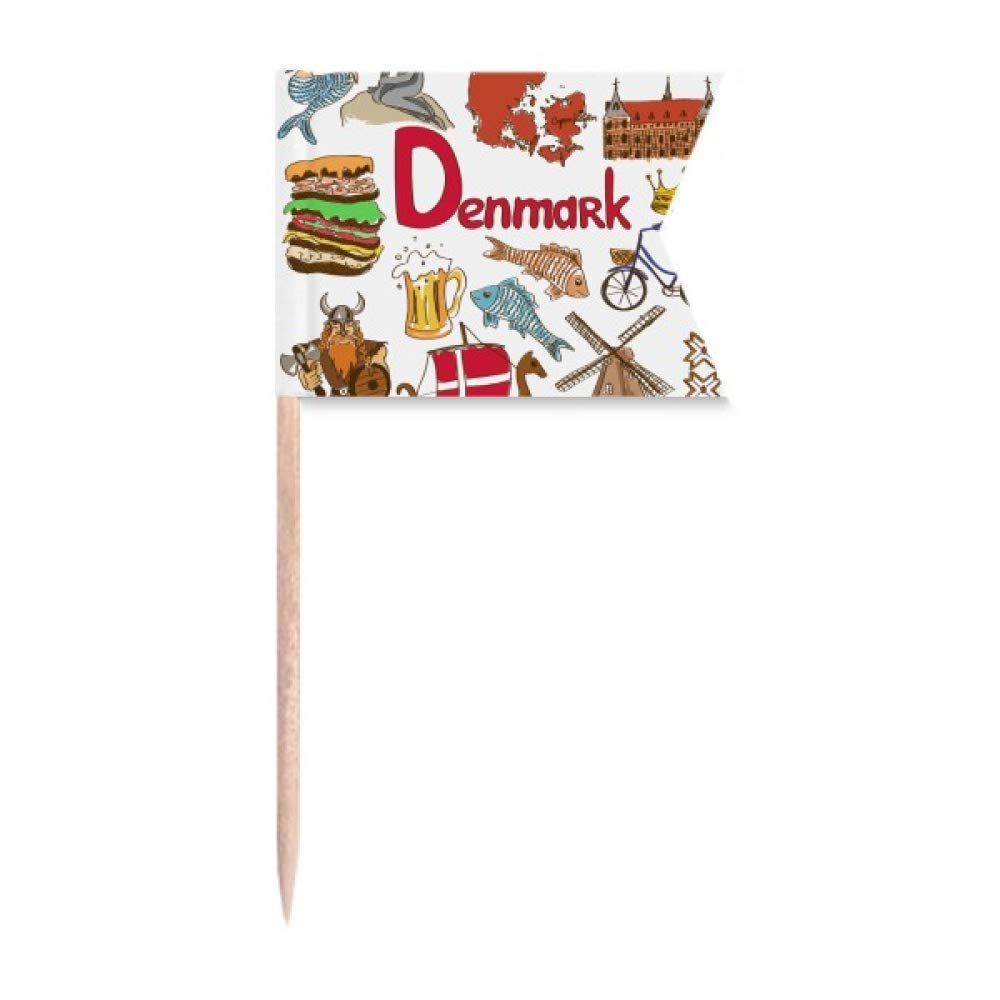 Drapeau national gâteau de fête Danemark et pic fromage en bois DIYlab