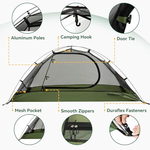 2-Person Backpacking Tent for Camping - Ultralight & Waterproof Outdoor Camping Tent 2 Person, Easy Set Up Compact Two Person Tent, Lightweight Two Man Tents for Hiking by Underwood Aggregator - Image 3