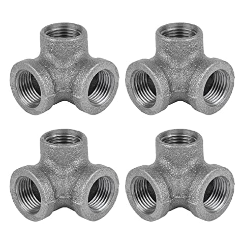 Ldr Pipe Décor Industrial Steel Grey ½ Inch Side Outlet Elbow 3-Way Fitting (4-Pack) Cover