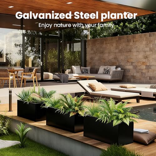 GZGNEEVL Black Planter Box 36" L x 12" W x 16" H, Rectangular Metal Planter by GZGNEEVL - Used condition - Image 2