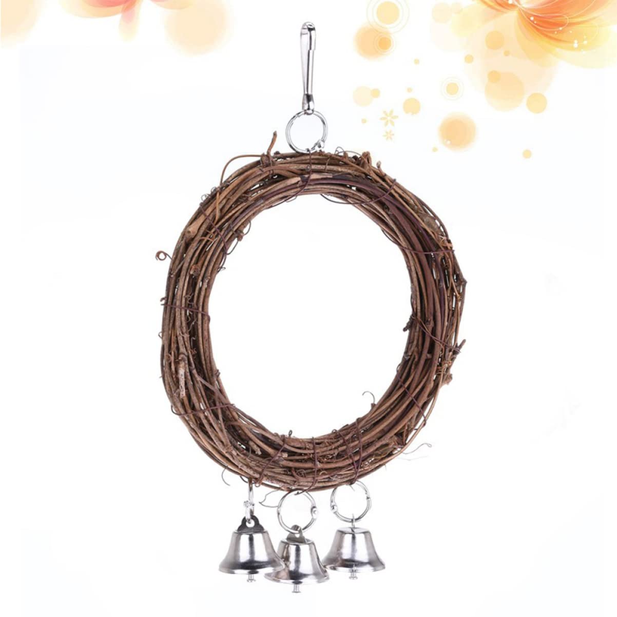 Angoily 2pezzi Altalena Per Uccelli Rattan Con Campanelli e Pervinca Legno Giocattolo Per Pappagalli e Parrocchetti Casuali