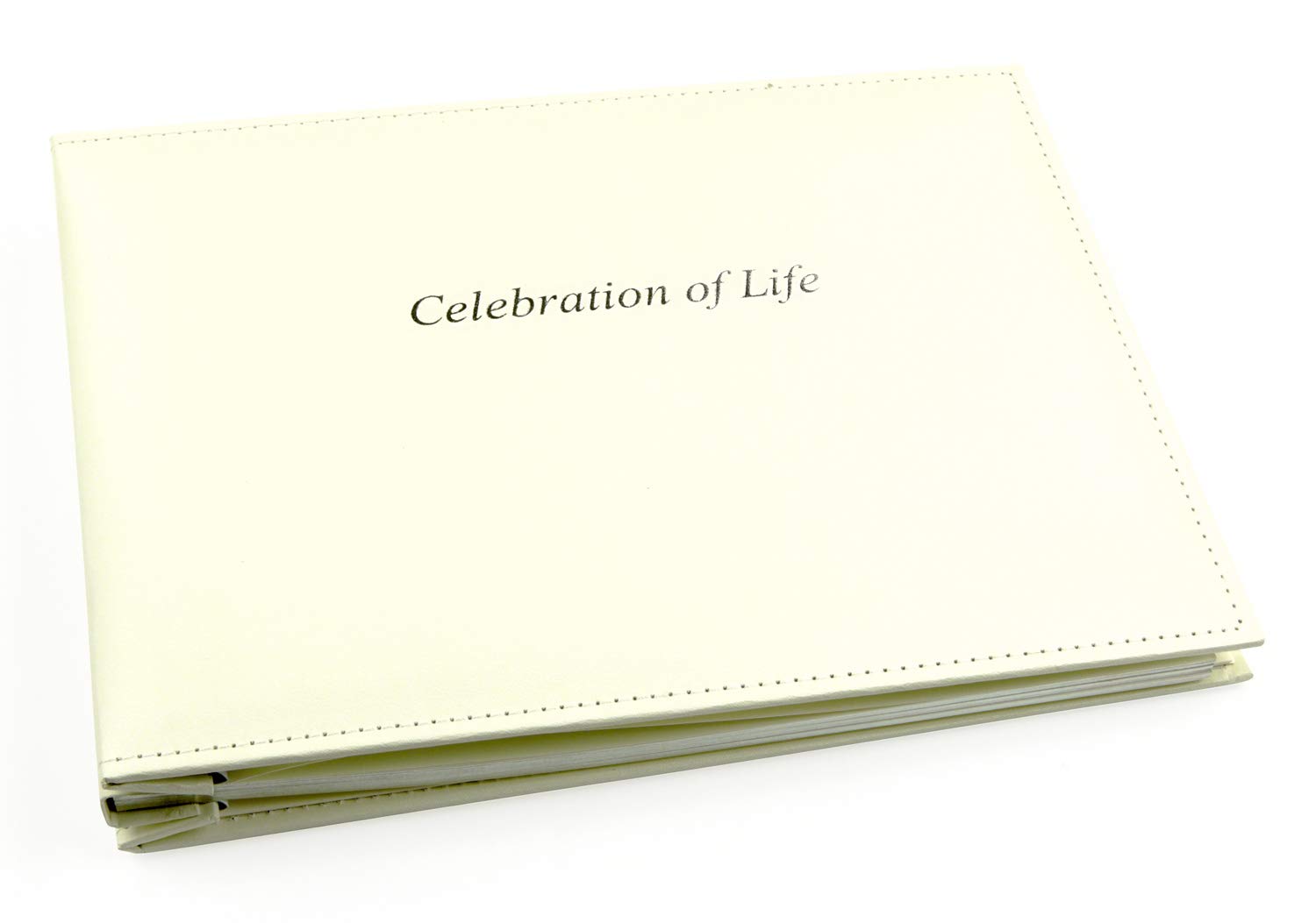 Funeral Guest Book Celebration of Life - 50 Loose Leaf Pages with Silver Gilt Edges & Storage Box - In Loving Memory Guest Book & Keepsake Pocket - for Funeral Services (White, 10.5x7.6inch)