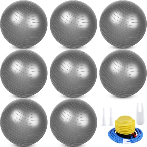 Image of Leyndo 8 Pcs 26 Inch Yoga Exercise Ball Pilates Pregnancy Birthing Fitness Ball with Quick Pump Anti Burst for Improved Posture Balance Yoga Pilates Training