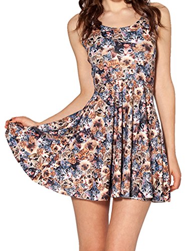 Image of Sister Amy Printed Elastic Sleeveless Shaping Breathable Camisole Skater Dress