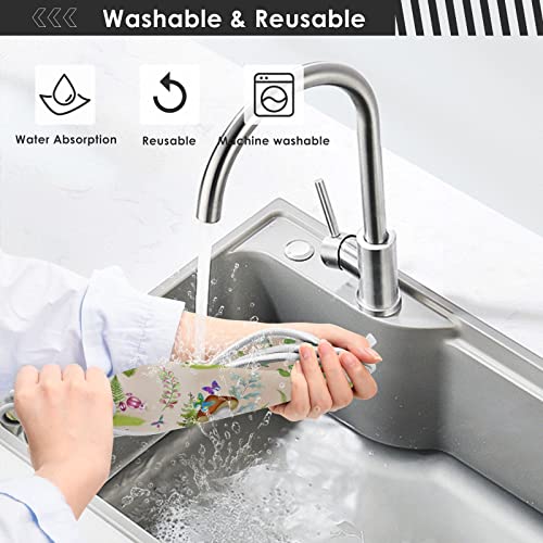 2 Pack Kitchen Faucet Mat Absorbent Washable Sink Splash Guard Faucet Drip Drying Mat Bar Countertop Water Catcher Mat Large 30X5 Inch Cute Cartoon Mushrooms Pattern #TOP5