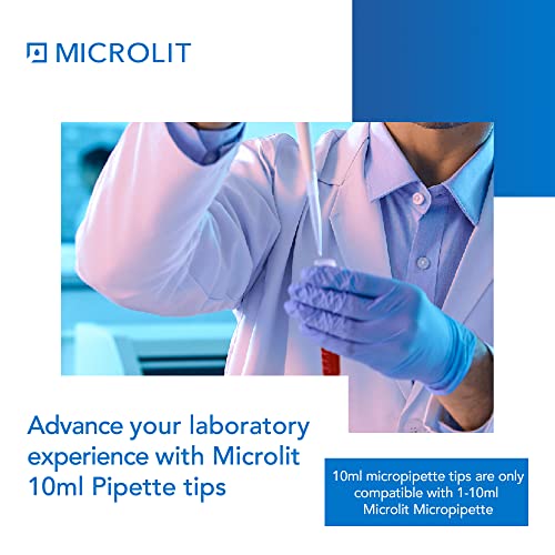 Microlit - Micropipette Pipette Tips, Low-Retention And Clean-Release Hydrophobic Transfer Pipette Tips,Lab Pipette Tips, Nonpyrogenic Plastic Pipettes, 10 Ml, 100 Count #TOP3