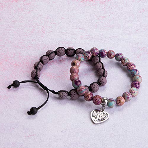 Tree Of Life Bracelet - Lava Stone Essential Oil Gemstone Beaded Yoga Meditation Regalite Stone Beach Charm Bracelet Set(Purple) #TOP3