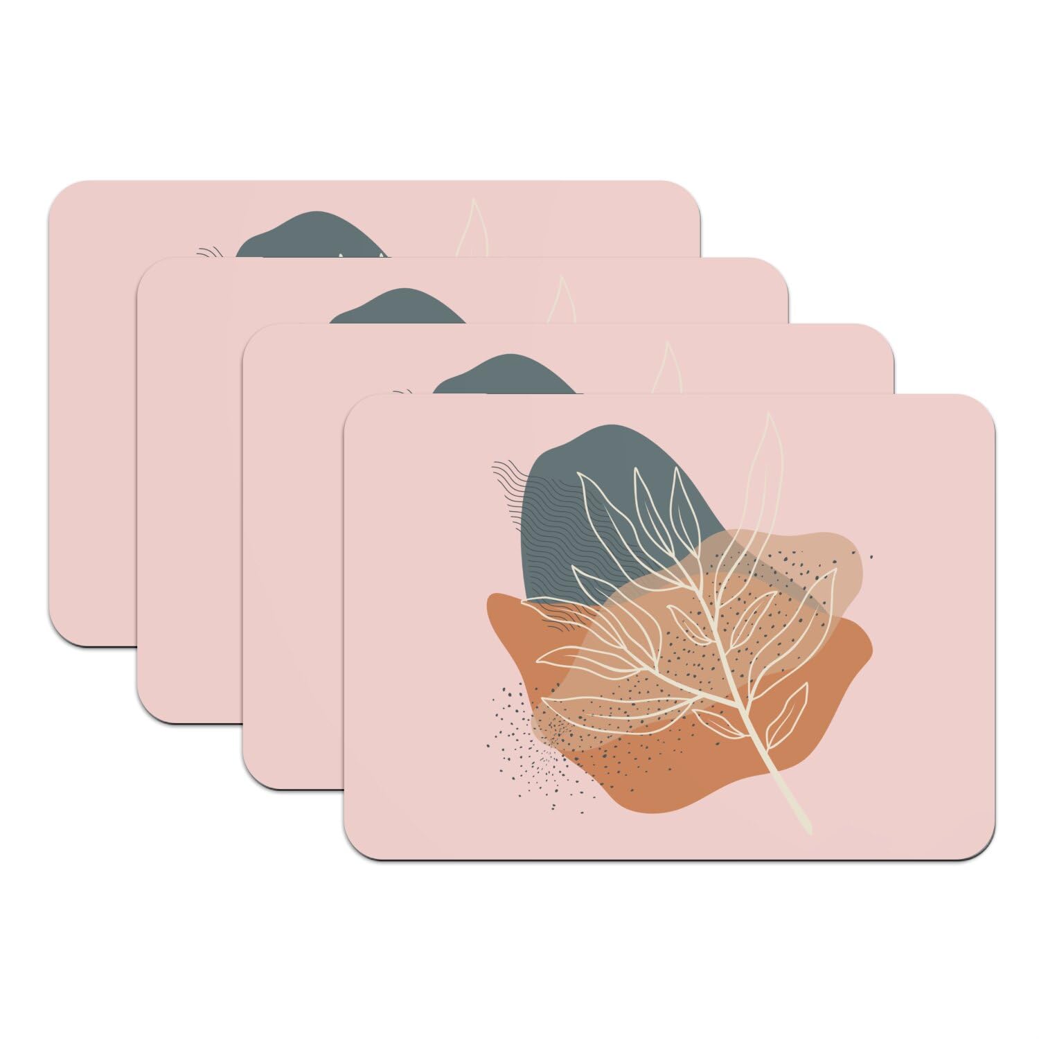 Set de table feuille d'arbre rose antidérapant lavable pour table bois
