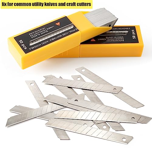 Gomake 9mm Utility Knife Replacement Blades, Snap Off Blades for 9MM Universal Art Knife,Stainless Steel Blades Use in Office, Home, Arts, Crafts - 100PCS