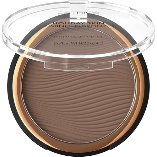Catrice Holiday Skin Luminous Bronzer, Polvo Bronceador # 020 Off To The Island, marrón, nutritivo, alisador, con aceites, radiante, natural, vegano, resistente al agua, sin microplásticos (8 g)