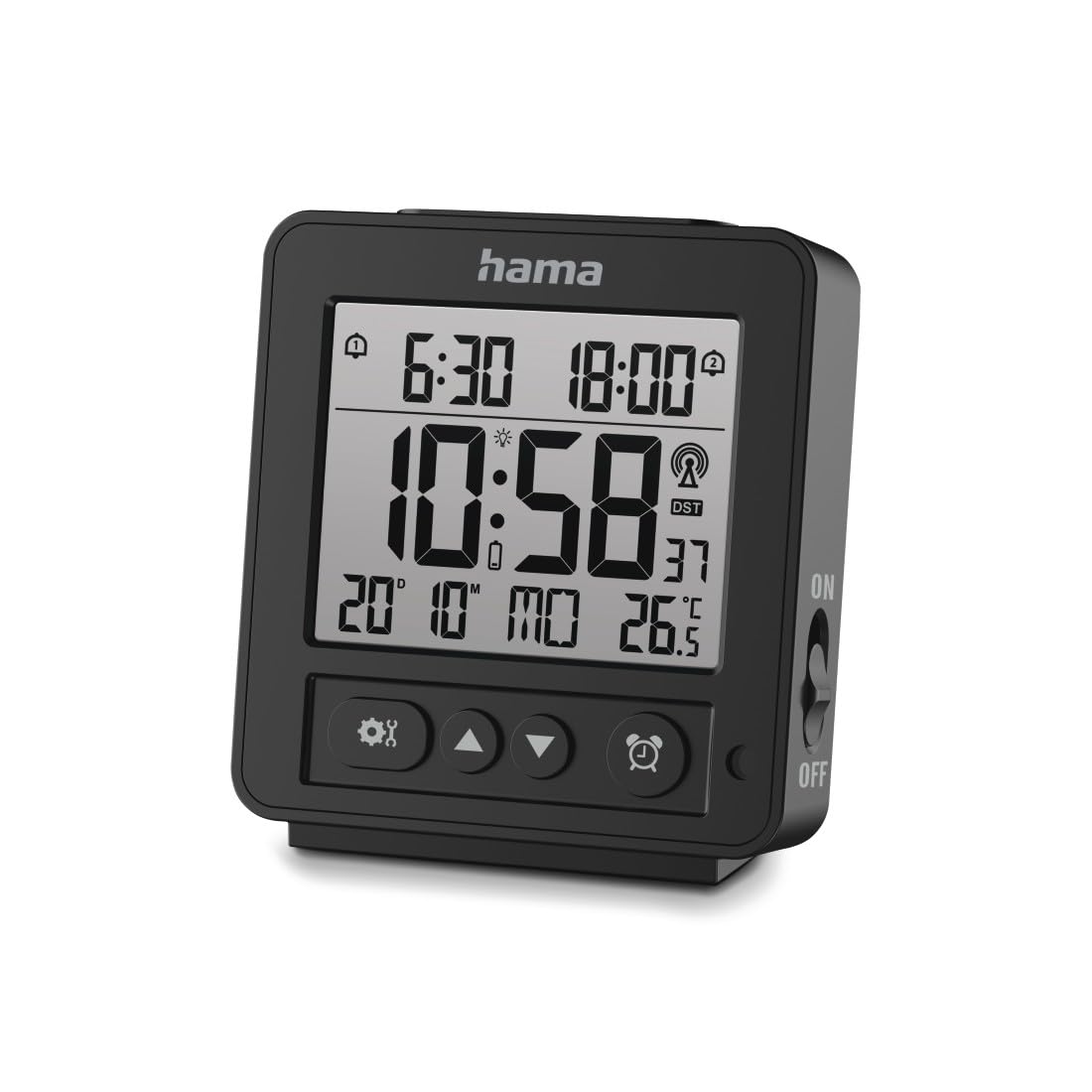 Hama "Rhodes Digital Radio Alarm Clock, LCD, Black