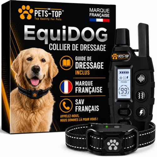 One PETS-TOP Collier de Dressage Chien – Collier Anti Fugue Étanche IPX7 avec Télécommande – 3 Modes : Bip, Vibration, Stimulation Electrostatique –...