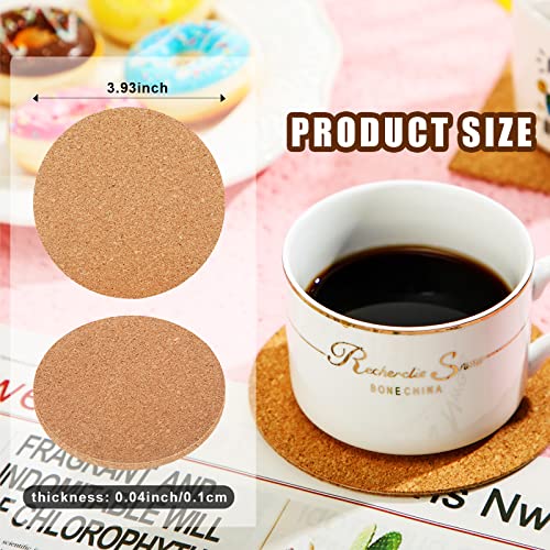 Pangda 100 Pieces Self-Adhesive Diy Coaster Square Cork And Round Cork Backing Sheets, Mini Wall Cork Tiles For Coasters And Diy Sticky Crafts, 4 X 4 Inch #TOP1