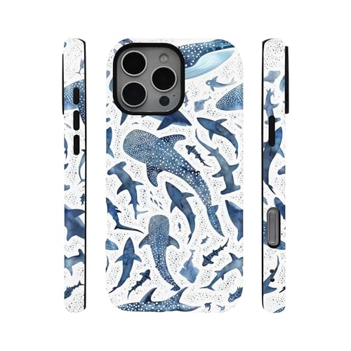 qizjio Cute Shark & Whale Phone Case – Aesthetic Ocean Animals Design, Soft Protective Cover for iPhone 16 Pro Max