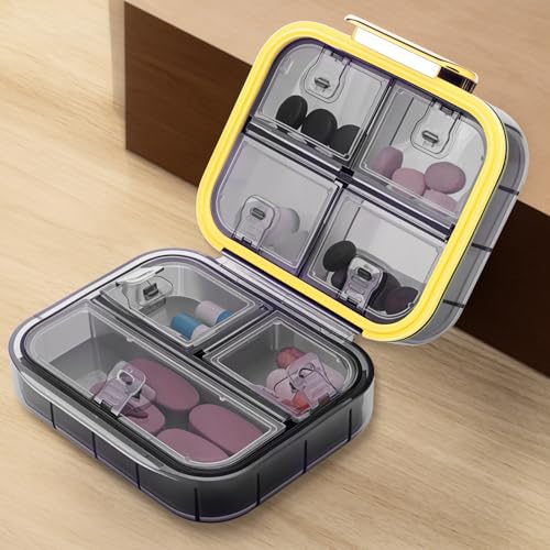 Caixa organizadora de comprimidos portátil, estojo de armazenamento de cápsulas de viagem com 7 compartimentos, recipiente de medicamentos à prova d'água para vitaminas, suplementos, medicamentos