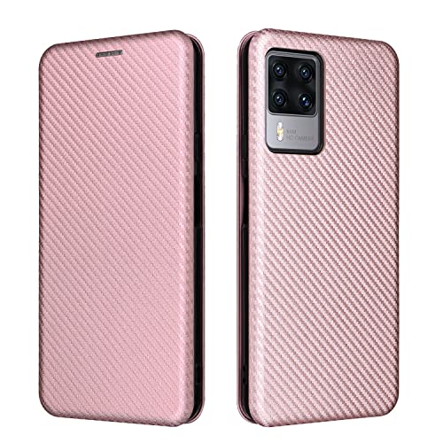 Phone Protective Flip Case Compatible With Cubot X50 Case, Luxury Carbon Fiber Pu+Tpu Hybrid Case Full Protection Shockproof Flip Case Cover Compatible With Cubot X50 Phone Flip Cases (Color : Pink) #TOP1