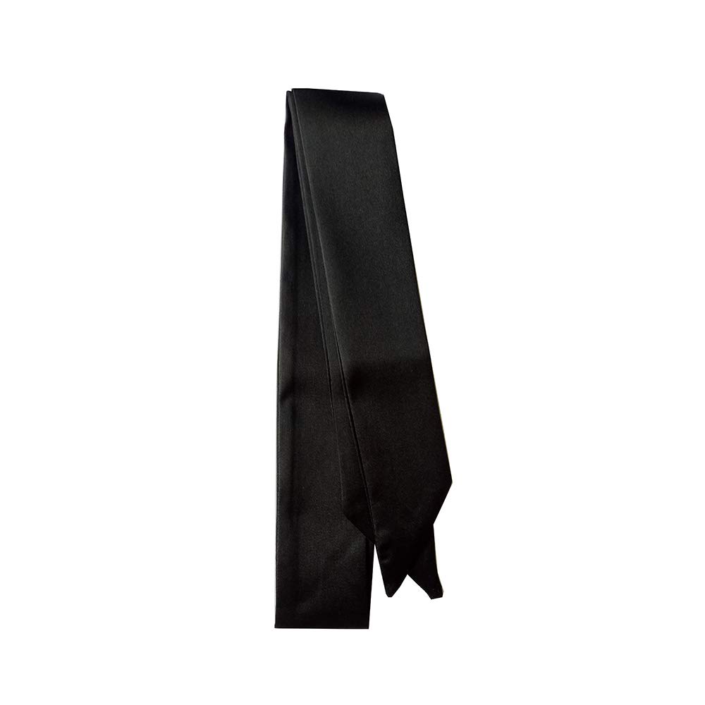 Pañuelo de seda de color sólido, con asa de asa de cinta de seda, bufanda, banda para la cabeza para el cabello, bufanda con asa para el cabello, 4 unidades, Negro - 3