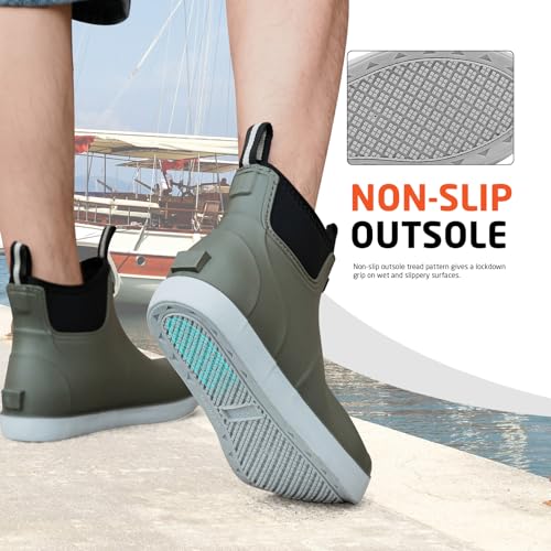 Gummistiefel Herren mit flauschigem Futter, Angelstiefel für Männer, Rutschfeste Warme Winterstiefel, Wasserdichte Schneestiefel zum Gärtnern, Bootfahren, Camping, Segeln und Outdoor-Aktivitäten