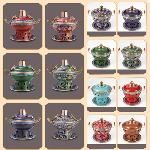 Olla caliente de cobre cloisonné estilo chino 27x23 cm miniatura 7