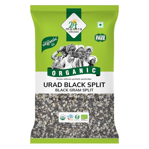 Image of 24 Mantra Organic Unpolished Urad Dal Black Split /Black Gram split /Minapa pappu /Kali dal - 500gms | Pack of 1 | 100% Organic | Chemical Free & Pesticides Free