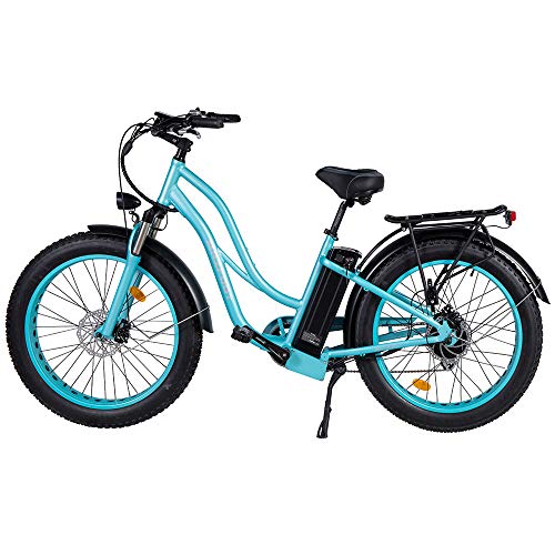 MaxFoot Electric Bike 750W 26inch Step-Thru Beach Cruiser E-Bike MF17P Bikes for Adults with Rear Rack and Fenders
