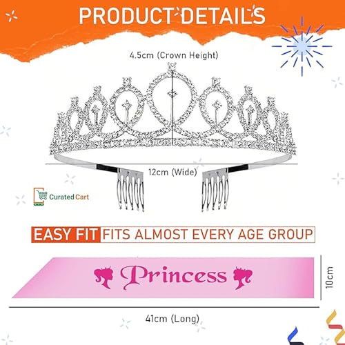 Image of Curated Cart Birthday Crown and Sash for Women Birthday Girl Sash & Rhinestone Tiara Set - Birthday Decorations Birthday Girl Crowns Tiaras for Women