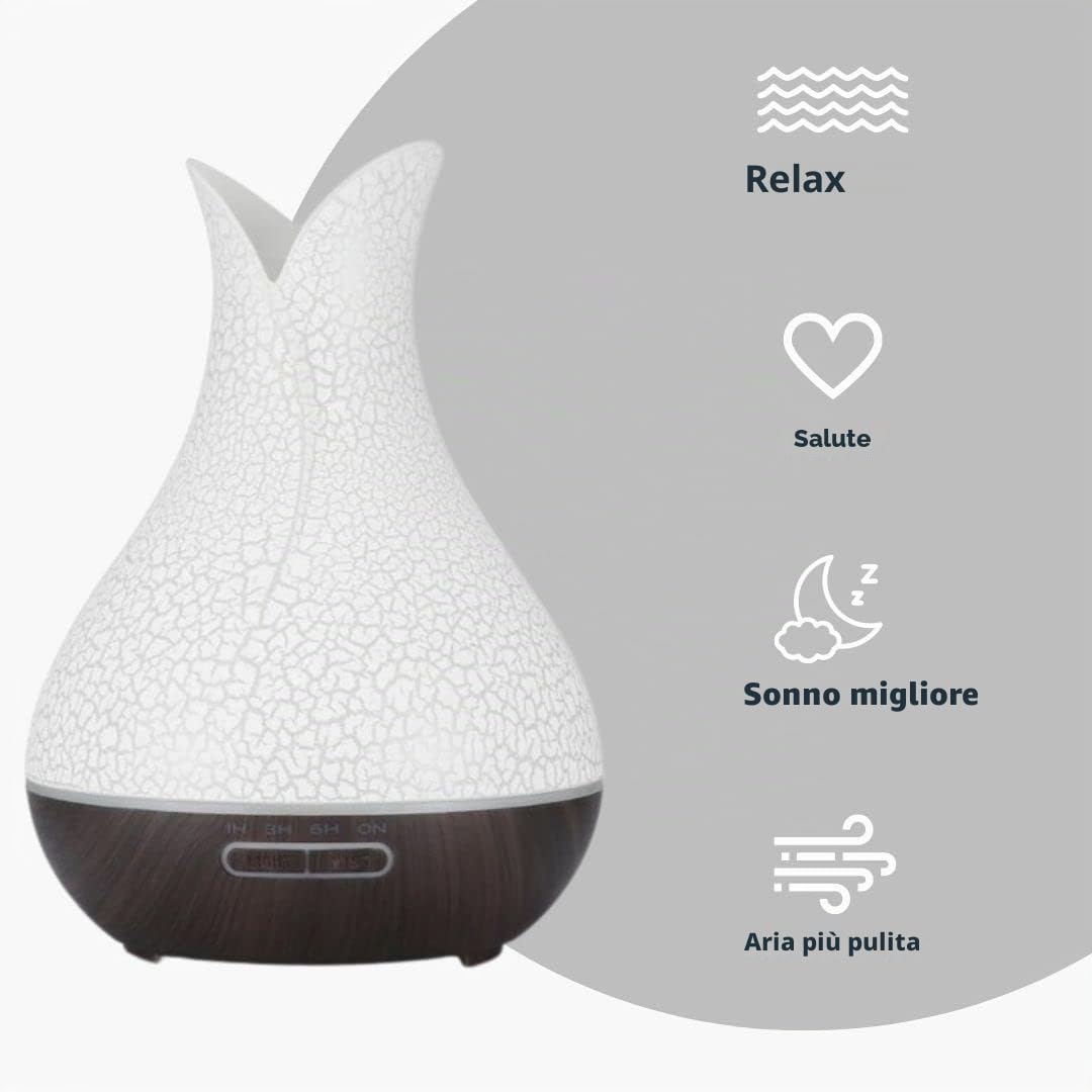 BOT diffusore di aromi elettrico per oli essenziali con Alexa e Google Home. 4 in 1 lampada profumata decorativa, purificatore d'aria e umidificatore (legno scuro)