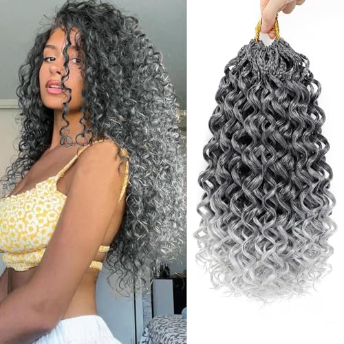 7 Packs Gogo Curl Grey Crochet Hair for Women 18...