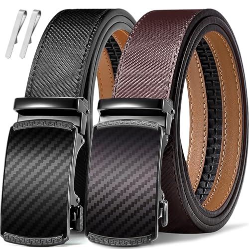 La Mejor Selección de Cinturon para Hombre del mes. 45 LEMONSEA Cinturones Hombre, 2 Piezas Cinto Hombre, Cinturon Hombre con Hebilla Automática Ajustable, Cinturones Hombre Piel para Traje, Estilo Casual y Vaqueros, con 2...
