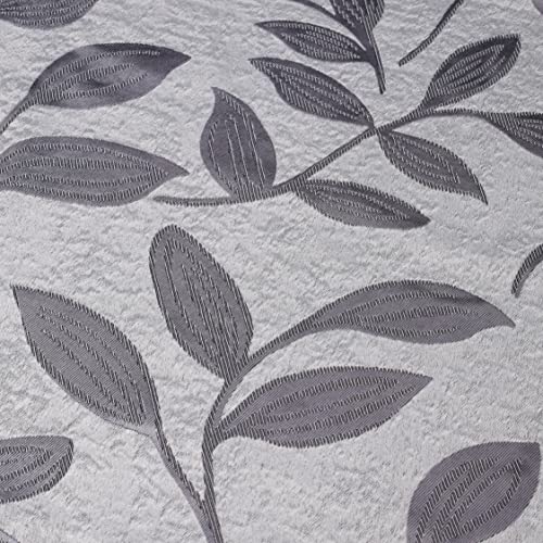 Superior Leaves Blackout Curtain Set Of 2, Thermal Insulated Panel Pair With Grommet Top Header, Beautiful Leaf Jacquard Room Darkening Drapes, Available In 4 Lengths - Grey, 52”X96” Each #TOP2