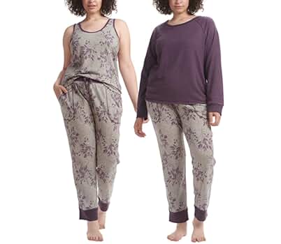 juledancewear セット Cotton-Blend Long Sleeve Notch Collar 2-Pc Pajama Set