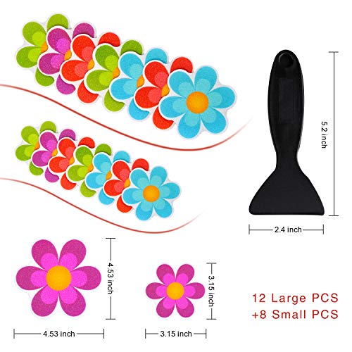 Image of Secopad 20 PCS Original Non Slip Bathtub Stickers, Shower Floor Non Slip Stickers Bright Flowers Appliques with Premium Scraper