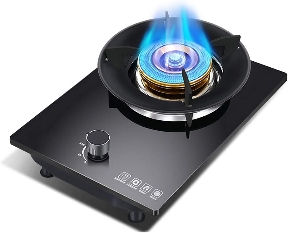Mini Gas Stove 42cm BurnerGas hob Built-in Glass Or Stainless Steel and Enamel Environmentally Friendly and Durable with LPG Kit&FFD [Energy Class A] (Color : A) (H)