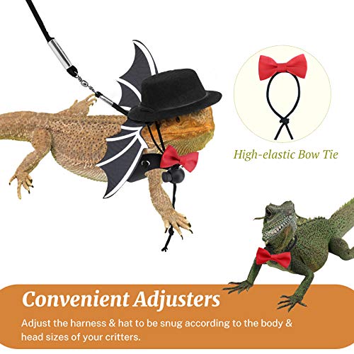 Vavopaw bearded dragon lizard leash harness (s/m/l 3 pack), adjustable leash bat wings costume accessories with hat & bow tie collar for lizard reptile, gecko, iguanas, amphibians & small animals 3 Vavopaw bearded dragon lizard leash harness (s/m/l 3 pack), adjustable leash bat wings costume accessories with hat & bow tie collar for lizard reptile, gecko, iguanas, amphibians & small animals - image 4