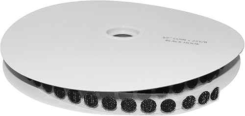 FindTape MonedasPuntos Solo Laterales de Gancho con Respaldo Adhesivo (HL74-C) 78 pulg. Puntos de diámetro 45 por rollo Solo lado de gancho (negro)