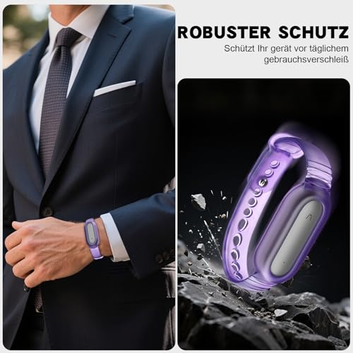 TPU-Schutzhülle für Paid Note Pin Voice Recorder mit integriertem Armband – stoßfest, Kratzfest, staubdicht, leicht & langlebig, ideal für tägliches Tragen (Transparent helllila)