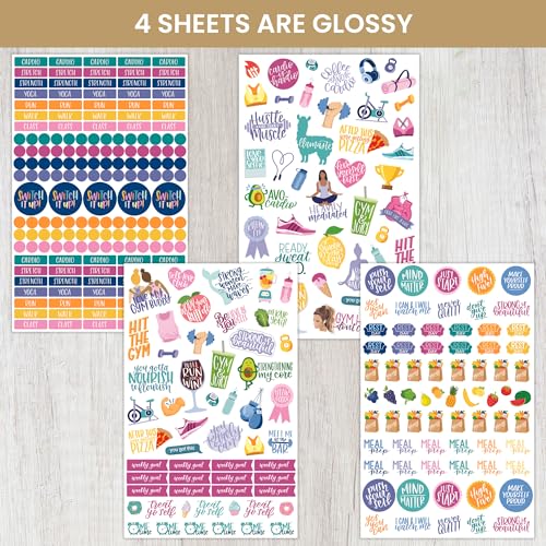 bloom daily planners Health Wellness and Fitness Planner Stickers - Variety Sticker Pack - Six Sticker Sheets Per Pack! - Thumbnail 2