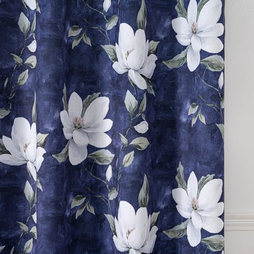 Image of MYSKY HOME Floral 95% Blackout Curtains 54 Inches Long 2 Panels Purple