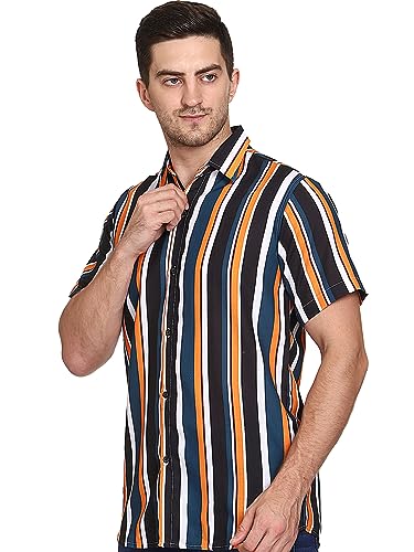 Image of SXV Men's Cotton Rayon Digital Printed Half Sleeves Shirt (LINING)