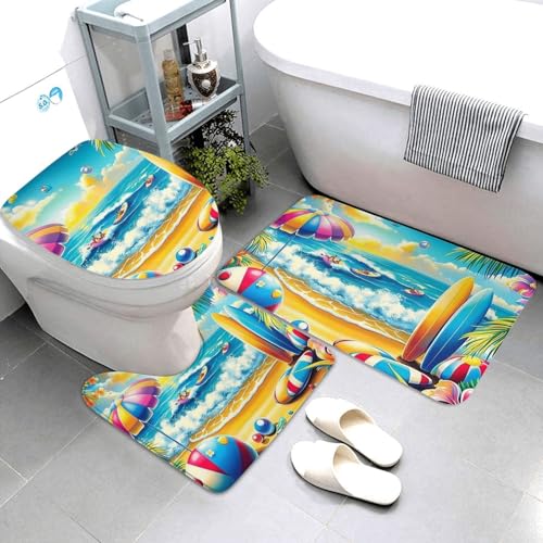 Alfombras de baño seguras y confortables juego de 3 piezas textil 4