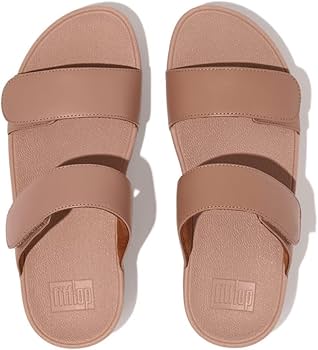 FitFlop FV6137-040 LULU Adjustable Leather Slides Beige US06