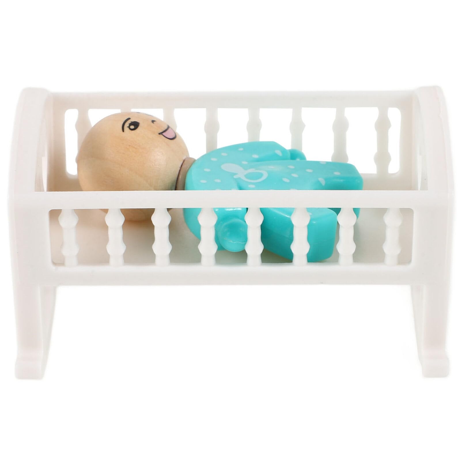 UPKOCH Miniature Doll Crib 1:12 Baby Doll Crib with Doll Mini House Doll Cradle Baby Bed Model Decoration Ornament Dollhouse Mini Furniture for DIY Scene Mini House Accessoreis