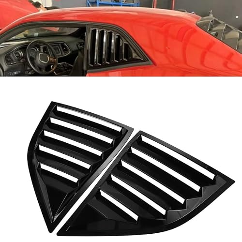 Pasuje do Dodge Challenger 2015-2022 tylna żaluzja samochodu okno boczna pokrywa migawki naklejka wykończeniowa Vent Scoop ABS Carbon Zasłony Osłonowe(Gloss Black)