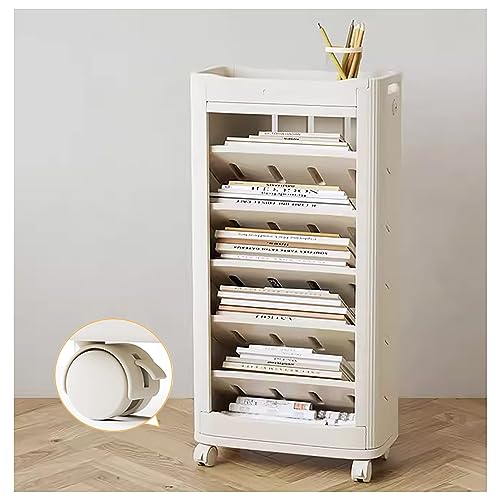 Estantería móvil de 6 niveles con ruedas H3TF5J para organizar libros en el dormitorio