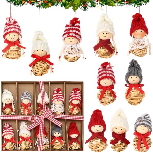 Yaunming Weihnachtsengel Anhänger Set - 40 Stück Holzengel Mit Schnur