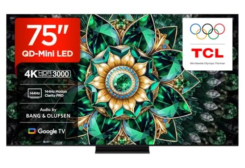 TCL 75Q7C-UK QD-Mini LED TV 4K HDR Premium 2600 Smart TV Powered by Google TV (Dolby Vision IQ & Atmos HVA Panel Audio by Bang & Olufsen 144Hz Motion Clarity Pro)
