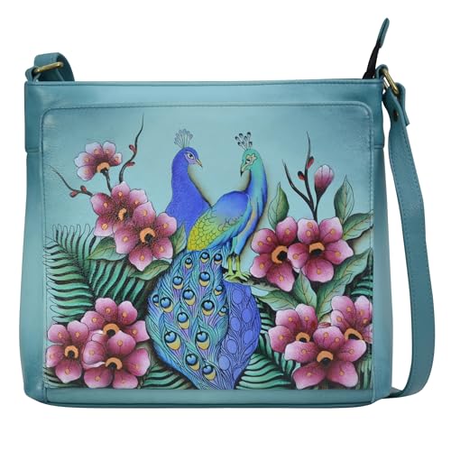 Anna by Anuschka Women's Genuine Leather Crossbody Organizer, Hand-Painted Exterior